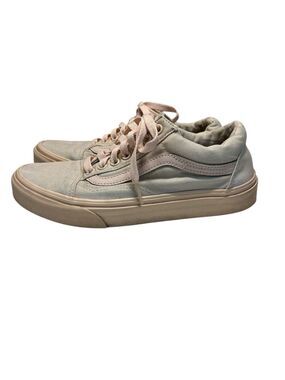 Vans Mono Canvas Old Skool Peach Blush Pink Grey Sneakers, size 8.5